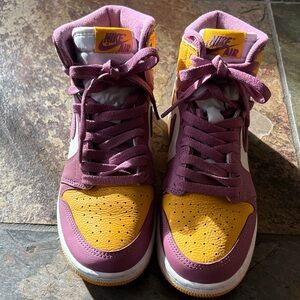Nike Jordan Air 1 Sneakers in Purple and Yellow